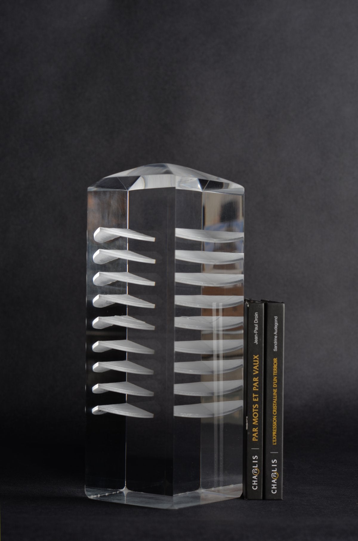 sculpture acrylique transparent cale livre
