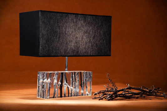lampe en acrylique avec sarments de bois, couleur noir, Entreprise du Patrimoine vivant FIVA